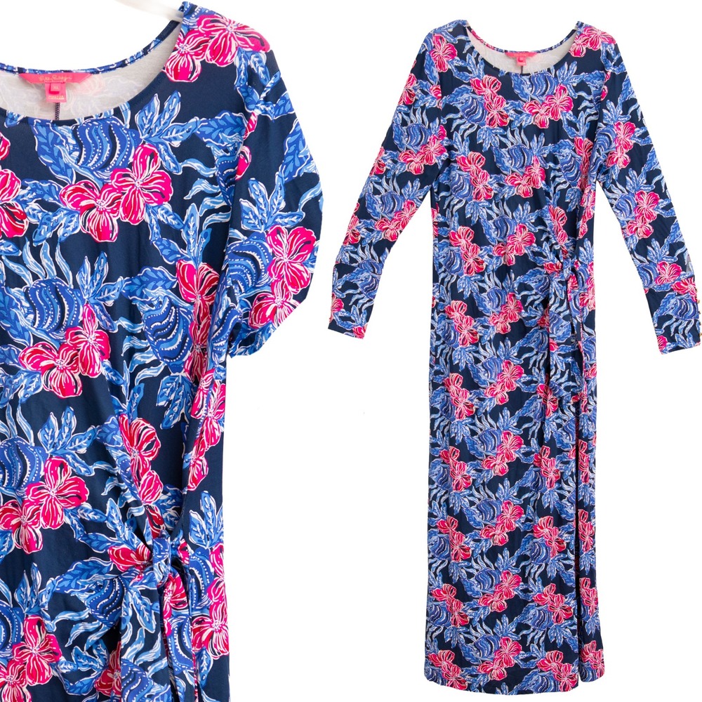 Lilly Pulitzer Long Sleeve Maxi Dress XL "Shell Me Something Good"